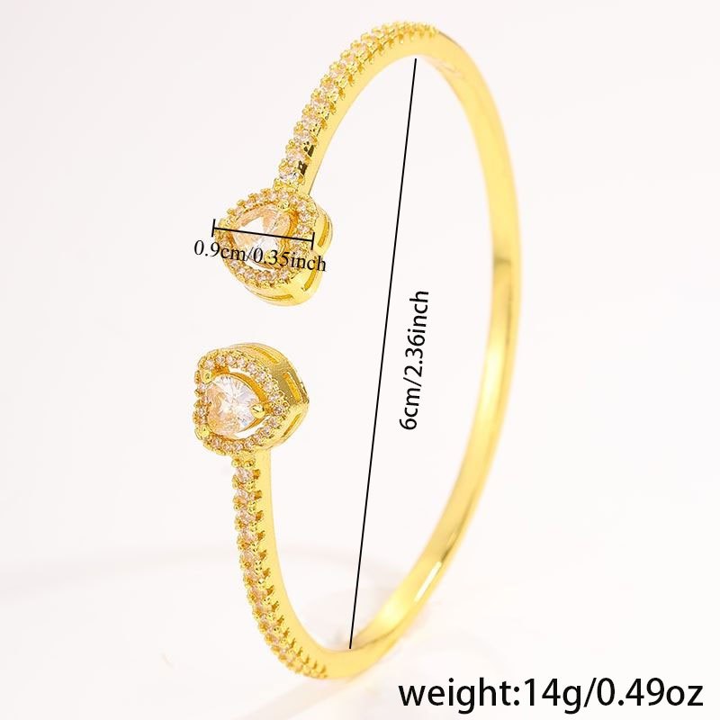 2pcs Double Heart Opening Stainless Steel & Copper Bracelet Set